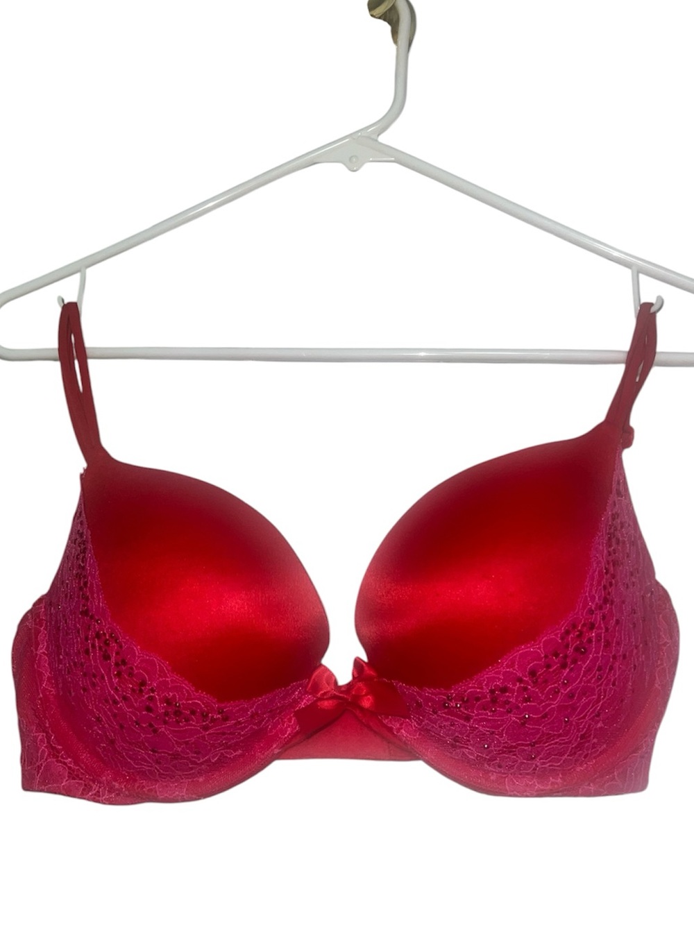 Victoria's Secret Very Sexy Red w Pink Lace Push-Up Bra - 36D